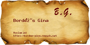 Bordás Gina névjegykártya